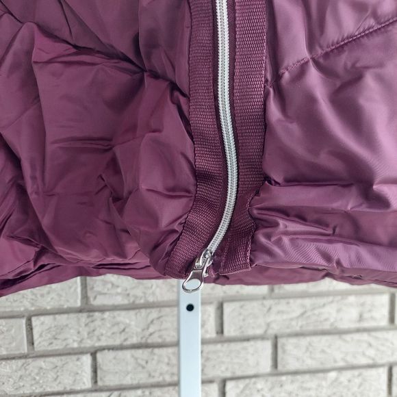 38/40 Ellos Wine Red Burgundy Mid-length Puffer Coat w Pockets & Hood NWT NIB - Picture 7 of 13
